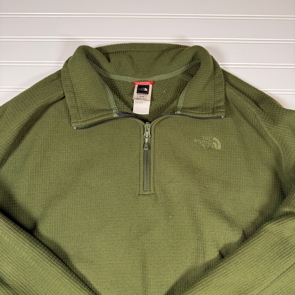 The North Face 1/4 Zip Fleece Pullover Men’s XL Olive Green 100% Polyester GUC - Picture 1 of 6